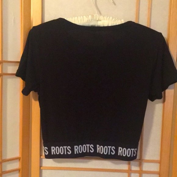Roots cropped tee, crop top, cross front, twist front t-shirt - Picture 2 of 5